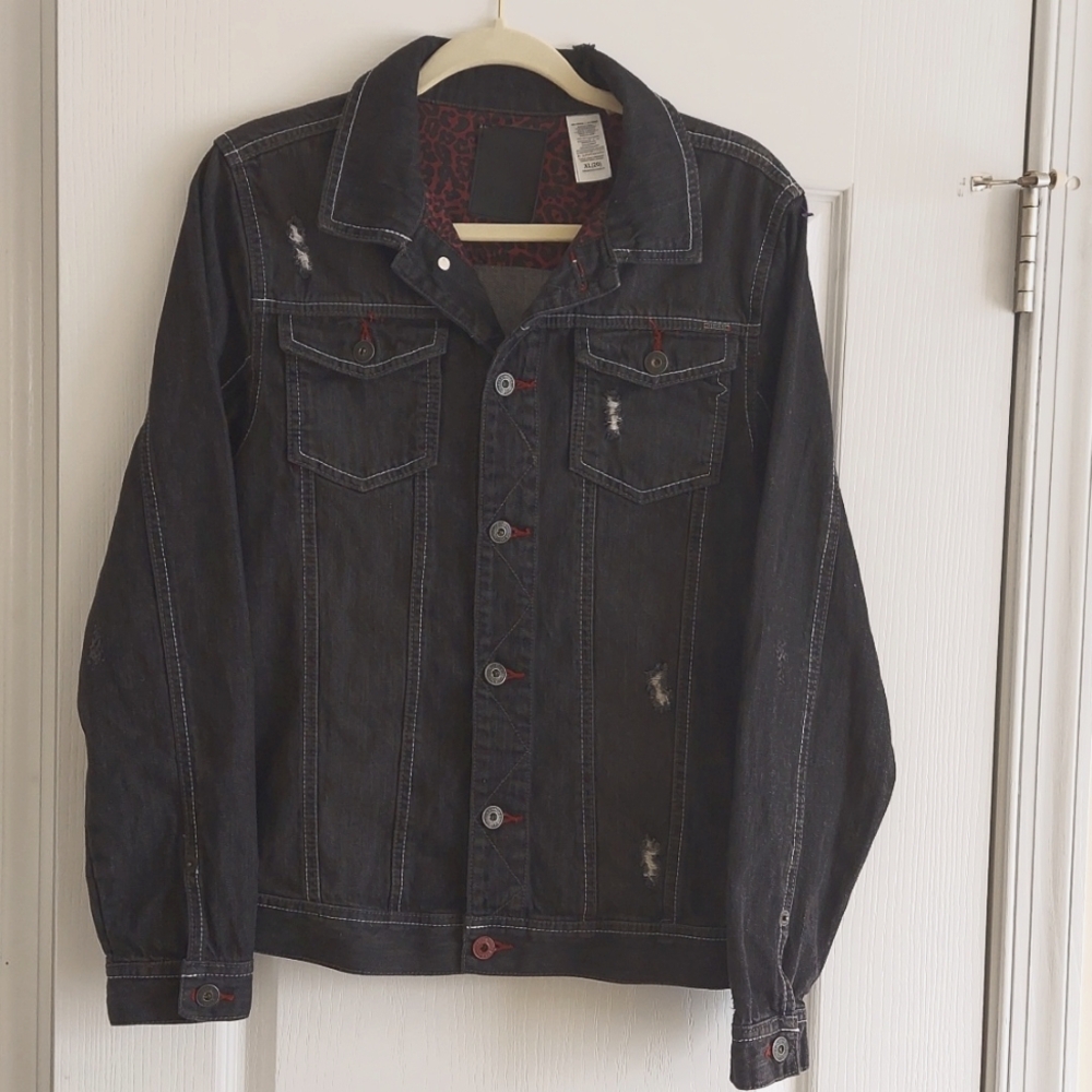 Guess jeans boys black distress denim jacket